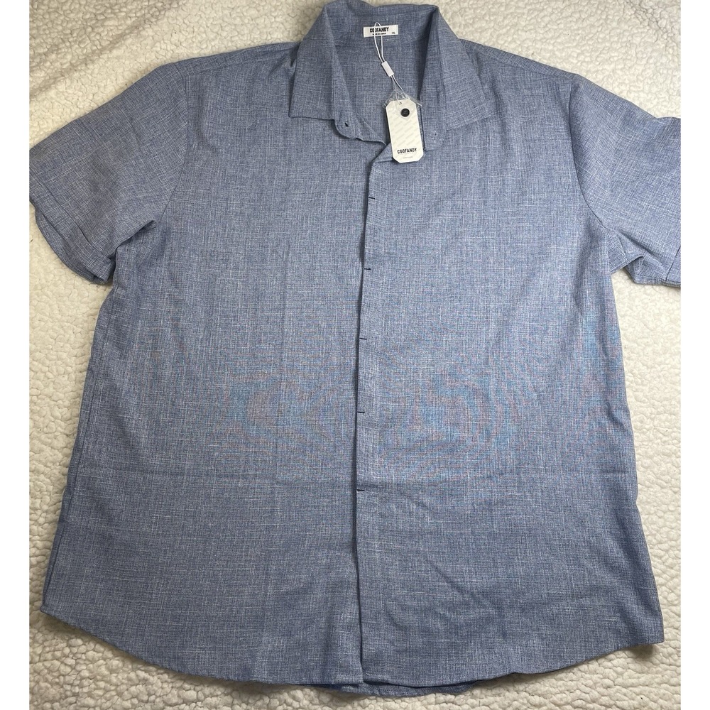 COOFANDY Men's Linen Shirt Short Sleeve Casual Shirt Button Down Shirt XXL